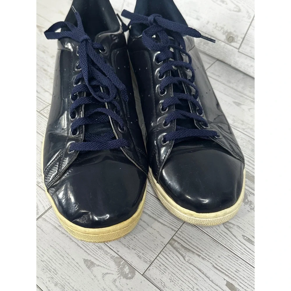 Adidas Stan Smith‎ Sneakers Black Patent Leather Low Top Shoes Mens Size 11.5